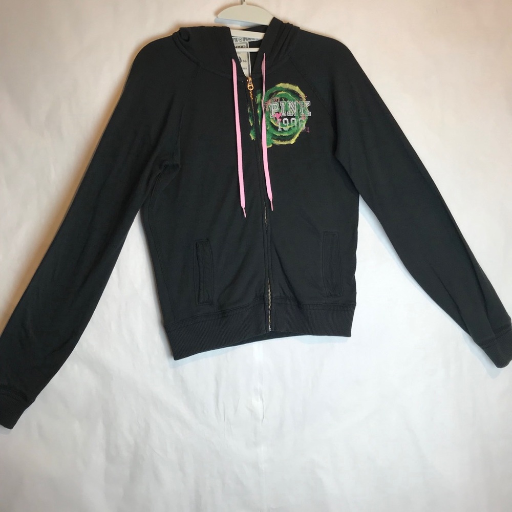 VICTORIA SECRET PINK GRAFFITI BLACK HOODIE SIZE S